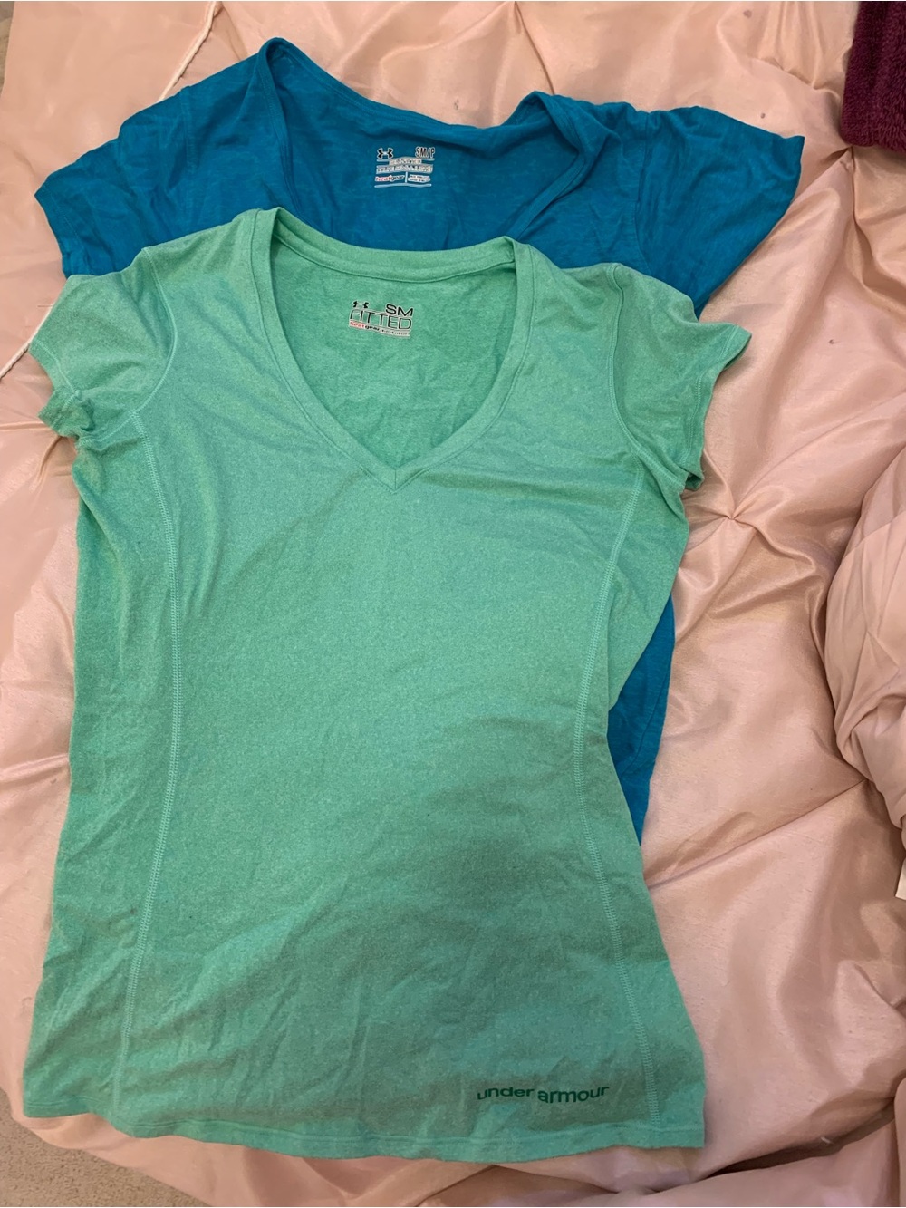 Under Armour Teal and Blue V-Neck Performance Tees